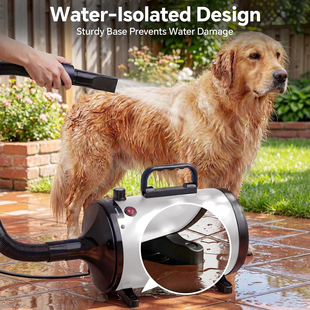 Dog Dryer High Velocity Dog Hair Dryer 5.2HP/2800W, Stepless Adjustable Speed Temperature Dogs Grooming Blaster Dryer, Pet Dryer with 4 Nozzles,Blow Dryer for Dogs(White)