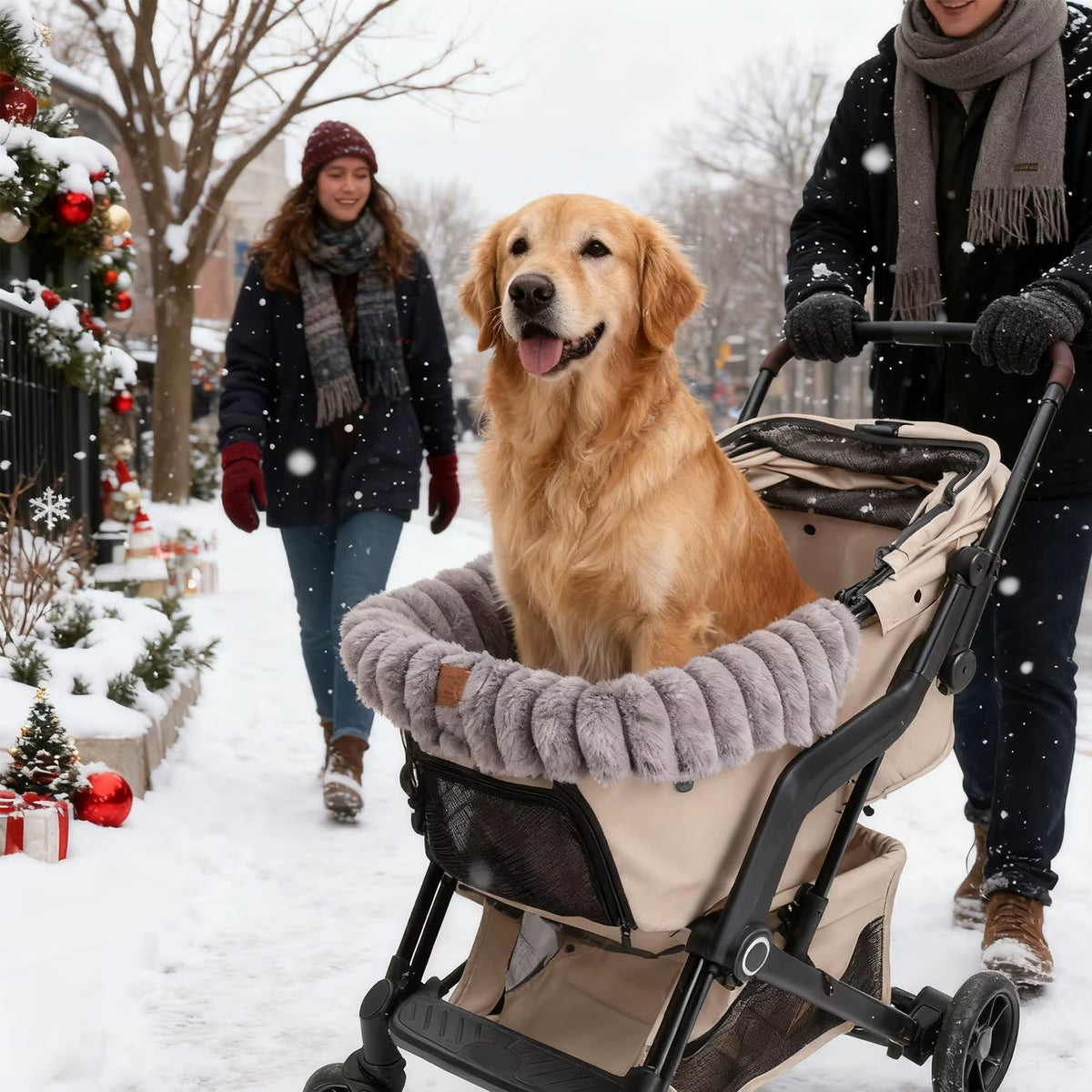 Dog Stroller Mat Warm Plush Washable Blanket Magnetic Buckle Stroller Cushion Cover for Pets for Outdoor Indoor Travel Cats