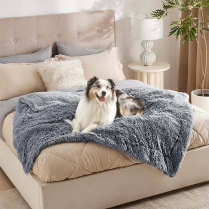 Waterproof Dog Blankets Large - 127X152Cm Dog Bed Blankets Washable for Large Dogs and People, Fluffy Pet Blanket for Sofa Bed Protector, Grey