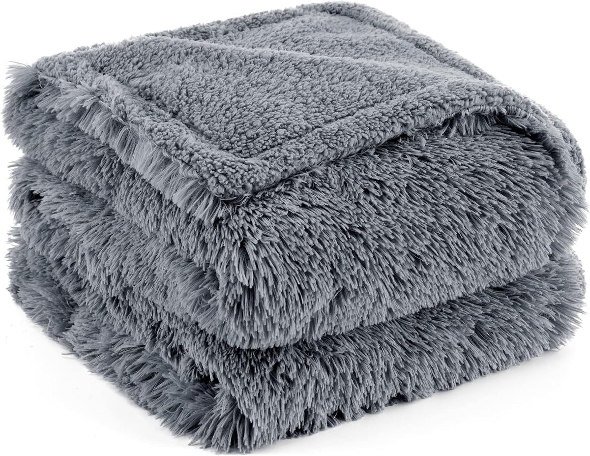 Waterproof Dog Blankets Large - 127X152Cm Dog Bed Blankets Washable for Large Dogs and People, Fluffy Pet Blanket for Sofa Bed Protector, Grey