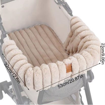 Dog Stroller Mat Warm Plush Washable Blanket Magnetic Buckle Stroller Cushion Cover for Pets for Outdoor Indoor Travel Cats