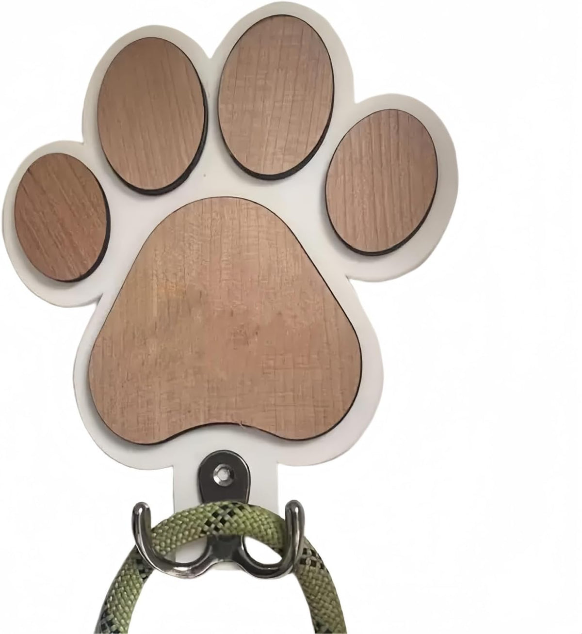 Dog Leash Holder for Wall by the Door,Paw-Shaped Leash Hooks for Wall Decorative,Wall Hooks for Hanging Keychain,Coats & Towels,Gifts for Pet Lovers & Dog Owners,Wooden D/Og Lead Hook(White)