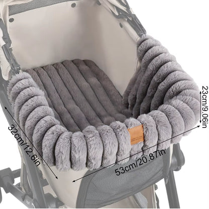 Dog Stroller Mat Warm Plush Washable Blanket Magnetic Buckle Stroller Cushion Cover for Pets for Outdoor Indoor Travel Cats
