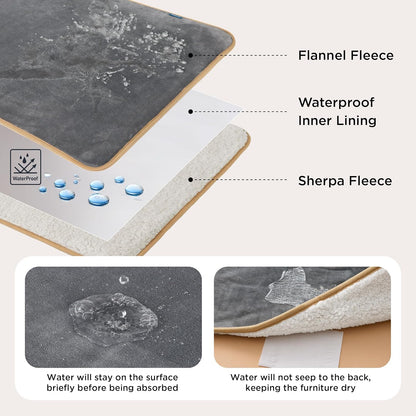 Waterproof Dog Blanket,218X274Cm Fleece Blanket Washable,Black Grey