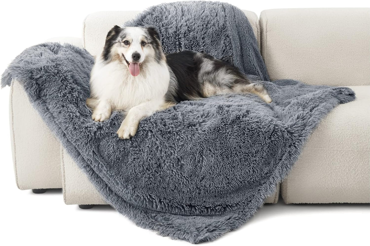 Waterproof Dog Blankets Large - 127X152Cm Dog Bed Blankets Washable for Large Dogs and People, Fluffy Pet Blanket for Sofa Bed Protector, Grey