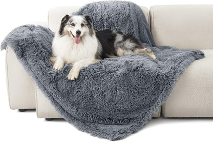 Waterproof Dog Blankets Large - 127X152Cm Dog Bed Blankets Washable for Large Dogs and People, Fluffy Pet Blanket for Sofa Bed Protector, Grey