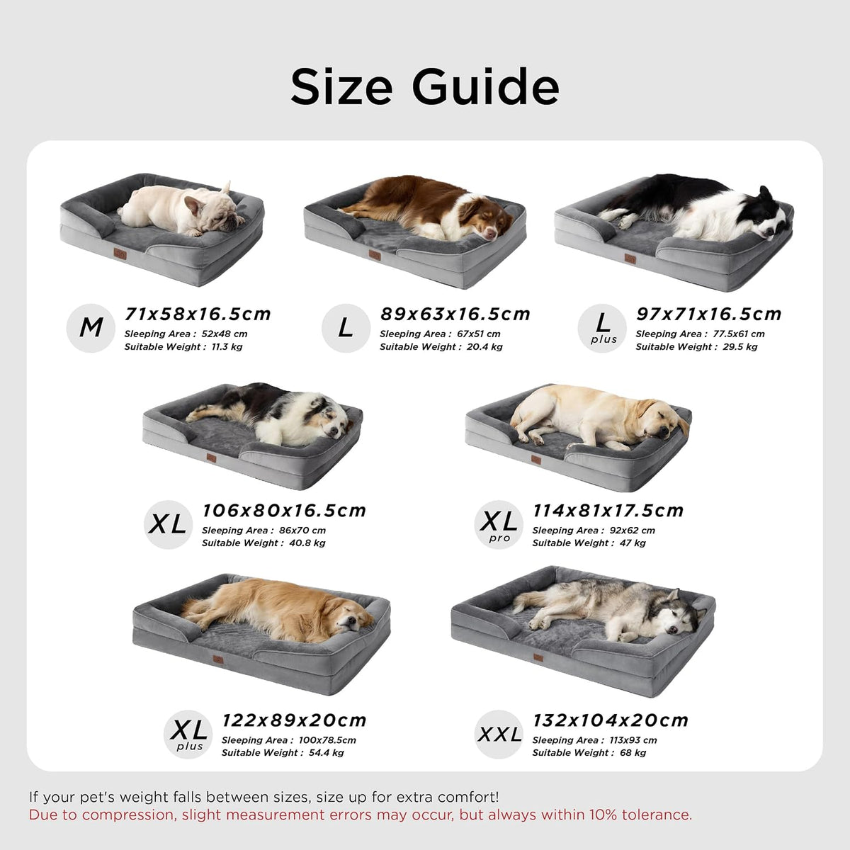 Medium Dog Bed Sofa - Washable Orthopedic Dog Couch, 71X58X16Cm