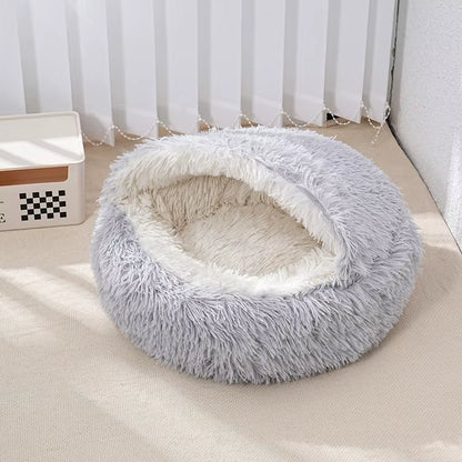 50Cm round Plush Cat Bed Deep Sleep Bed for Cats Winter Warm Dog House Cushion Luxury Long Plush Kitten Puppy Sleeping Sofa Nest